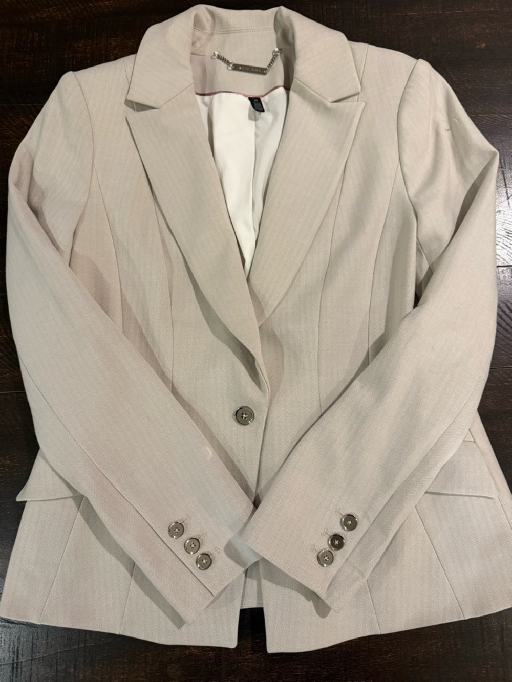 White House Black Market WHBM Ivory Blazer Size 10 Tailored Work Jacket - Picture 3 of 12